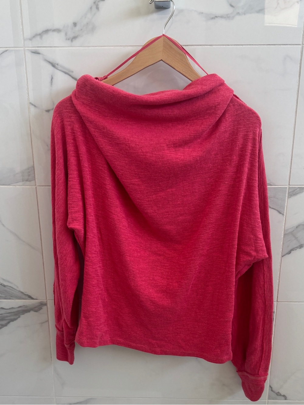 We The Free red pink cowl neck textured sweater - large